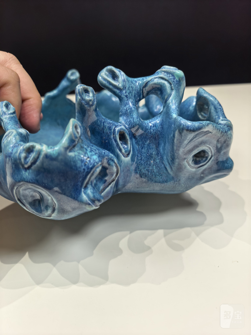 清乾隆 炉钧釉仿根雕随形洗 - 图8